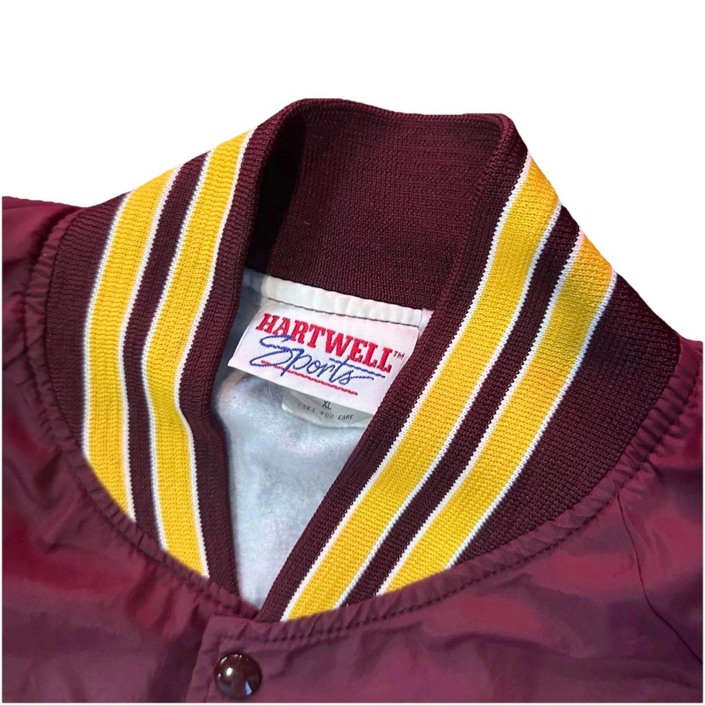 1990s Vintage Mens Maroon Satin Shepherd Hill Athletic Bomber Jacket Size XL