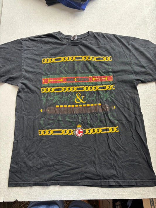 Crooks & Castles Vintage Mans Dust Black Faded Graphic Print Rare Casual Size xL