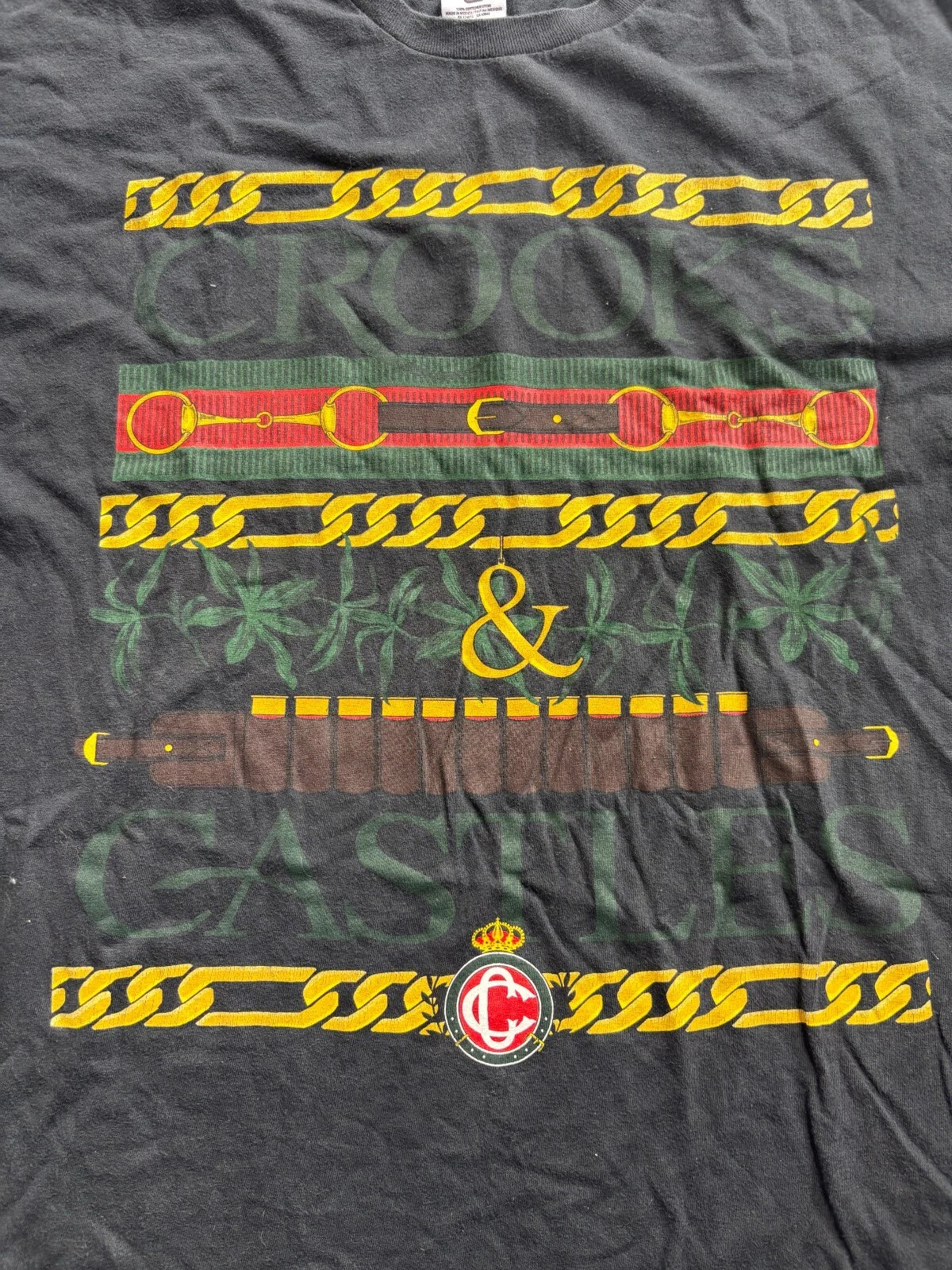 Crooks & Castles Vintage Mans Dust Black Faded Graphic Print Rare Casual Size xL