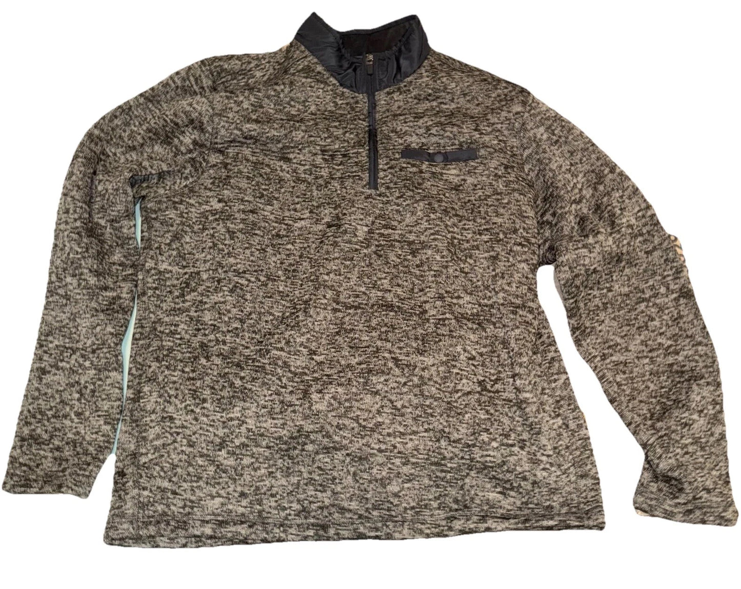 Eddie Bauer Mens Mottled Brown Fleece Pullover 1/4 Zip Sweatshirt Size X-Large