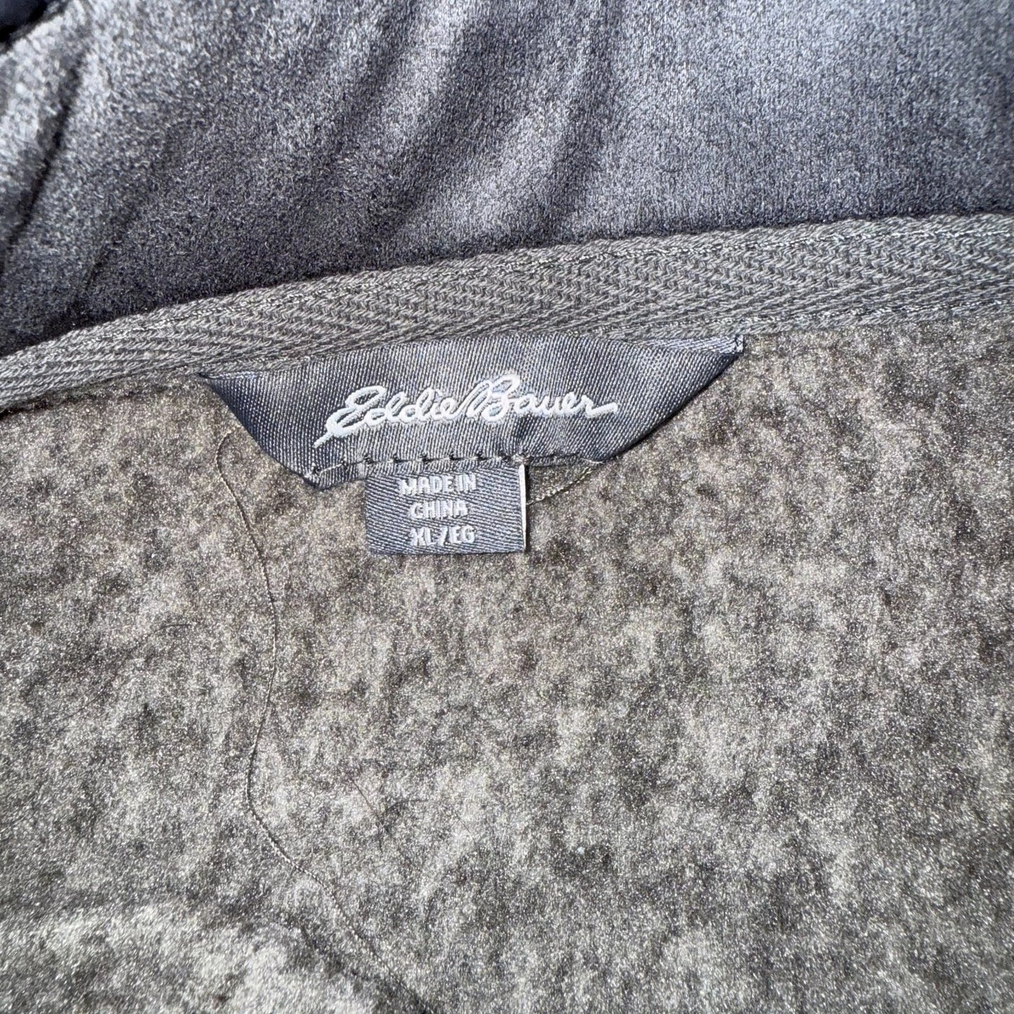 Eddie Bauer Mens Mottled Brown Fleece Pullover 1/4 Zip Sweatshirt Size X-Large