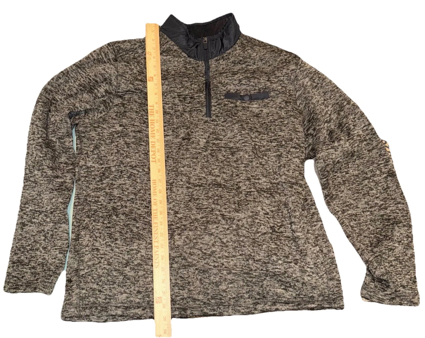 Eddie Bauer Mens Mottled Brown Fleece Pullover 1/4 Zip Sweatshirt Size X-Large
