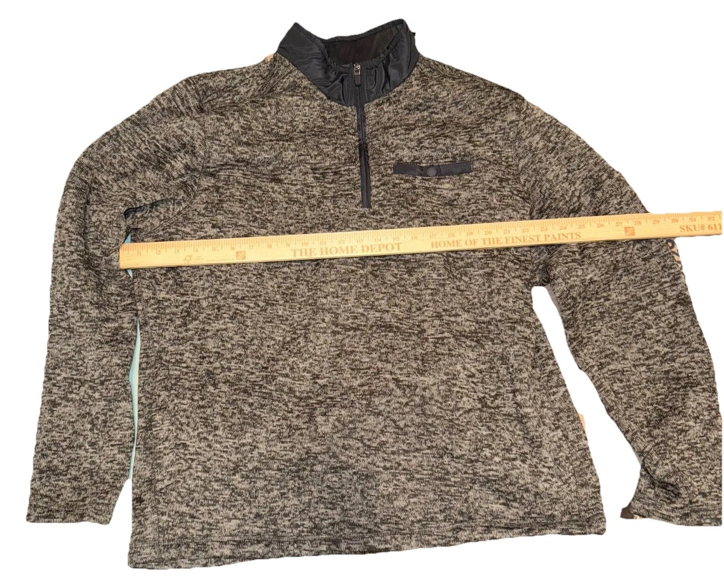 Eddie Bauer Mens Mottled Brown Fleece Pullover 1/4 Zip Sweatshirt Size X-Large