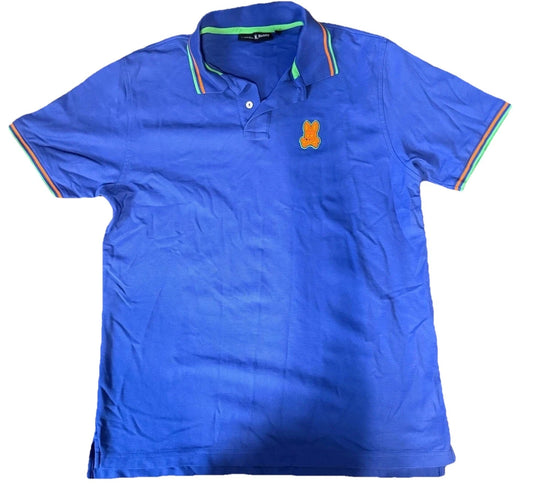 Psycho Bunny Mens Dazzling Blue Twin Tipped Pique Short Sleeve Polo Shirt Size 7