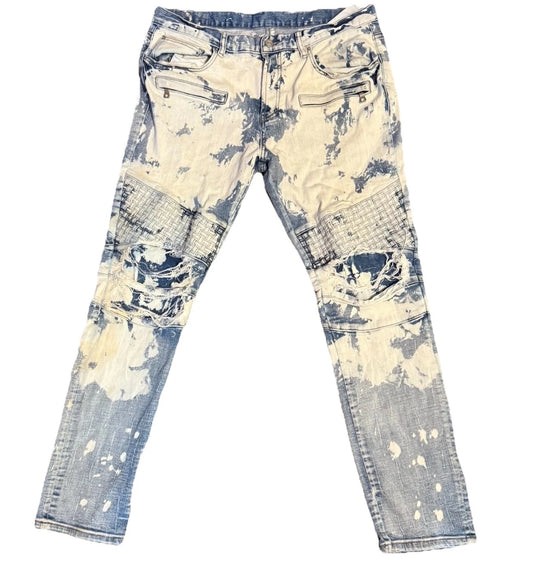 Dope By Buckle Men's Nicks Bleached Stretch Moto Stretch Skinny Jeans Size 36