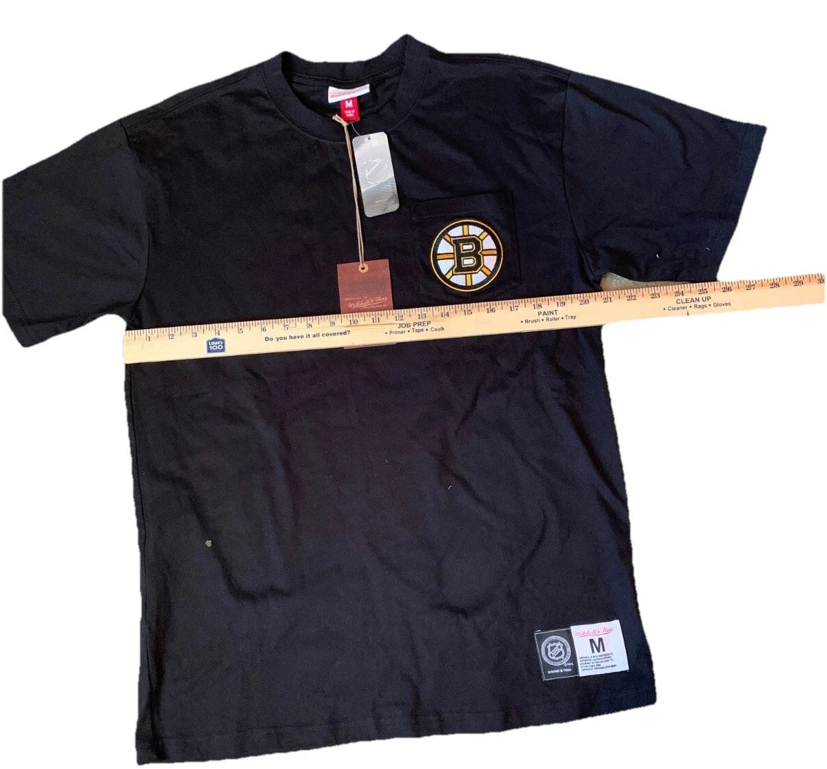 Mitchell & Ness Mens Black NHL Boston Bruins Pocket Authentic T-Shirt Size M NWT
