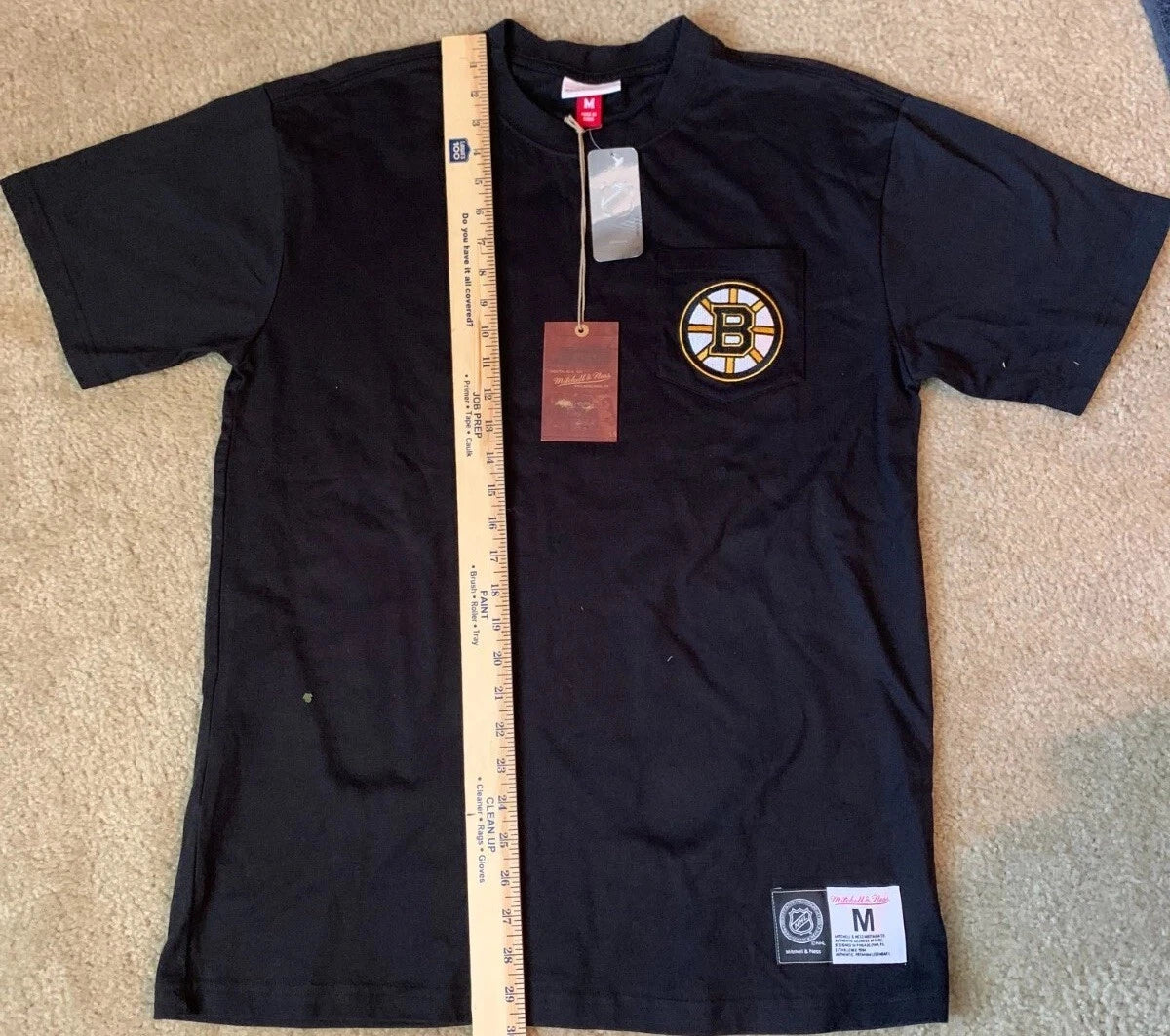 Mitchell & Ness Mens Black NHL Boston Bruins Pocket Authentic T-Shirt Size M NWT