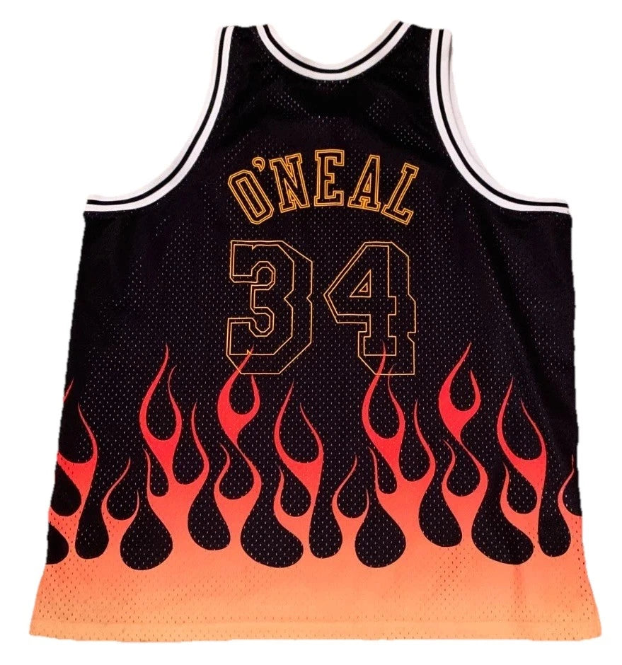 Mitchell & Ness Mens Los Angeles Lakers Shaquille O'Neal Classics Flames Jersey