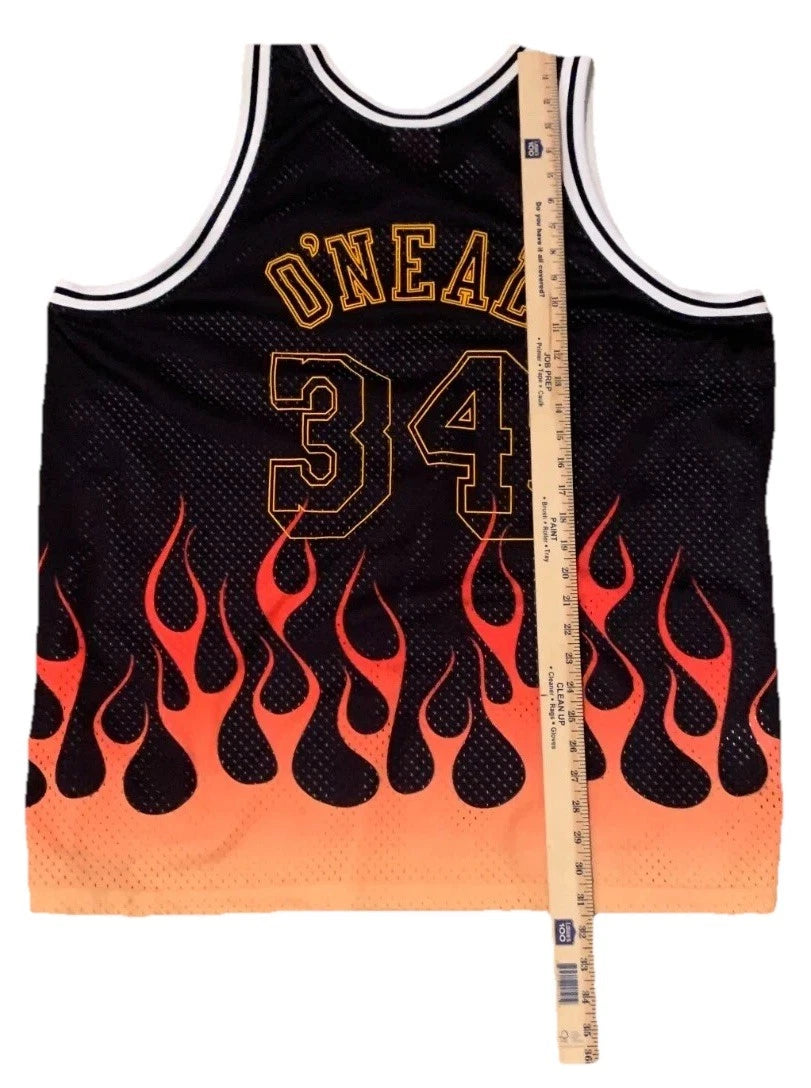 Mitchell & Ness Mens Los Angeles Lakers Shaquille O'Neal Classics Flames Jersey