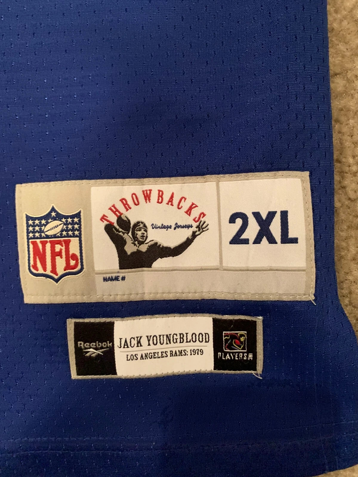 Reebok Mens Blue Jack Youngblood #85 Los Angeles Rams 1979 NFL Jersey Size 2XL