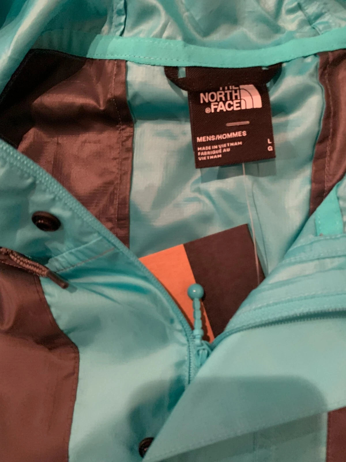The North Face Mens Teal Seasonal Mountain Hooded Outdoor Rain Coat Jacket Large