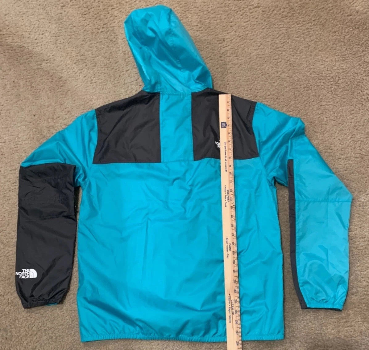 The North Face Mens Teal Seasonal Mountain Hooded Outdoor Rain Coat Jacket Large
