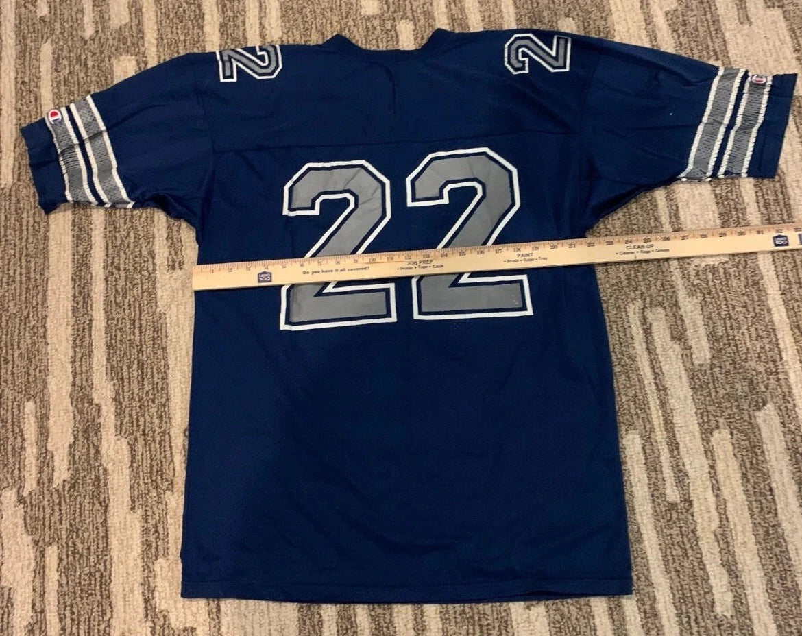 VINTAGE Champion Mens Navy Dallas Cowboys EMMITT SMITH #22 NFL Jersey Size 48
