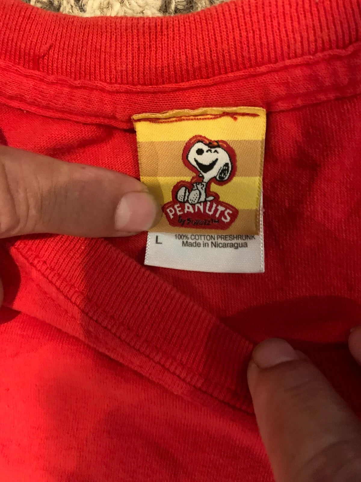 Peanuts Mens Red Casualwear Snoopy Chillin Christmas Graphic T-Shirt Size Large