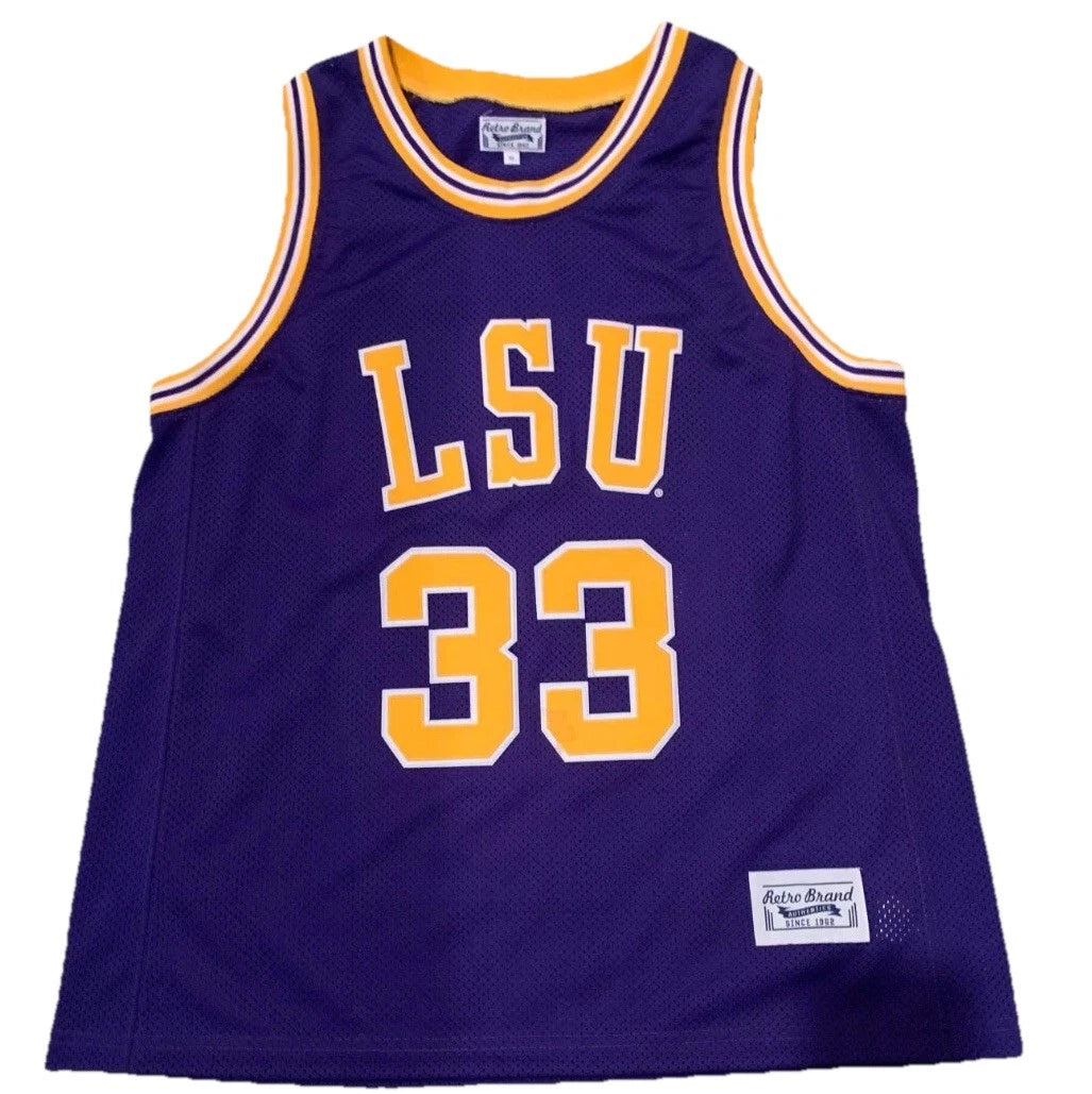 Retro Brand Mens Purple LSU Tigers Shaquille O'Neal #33 Basketball Jersey XL