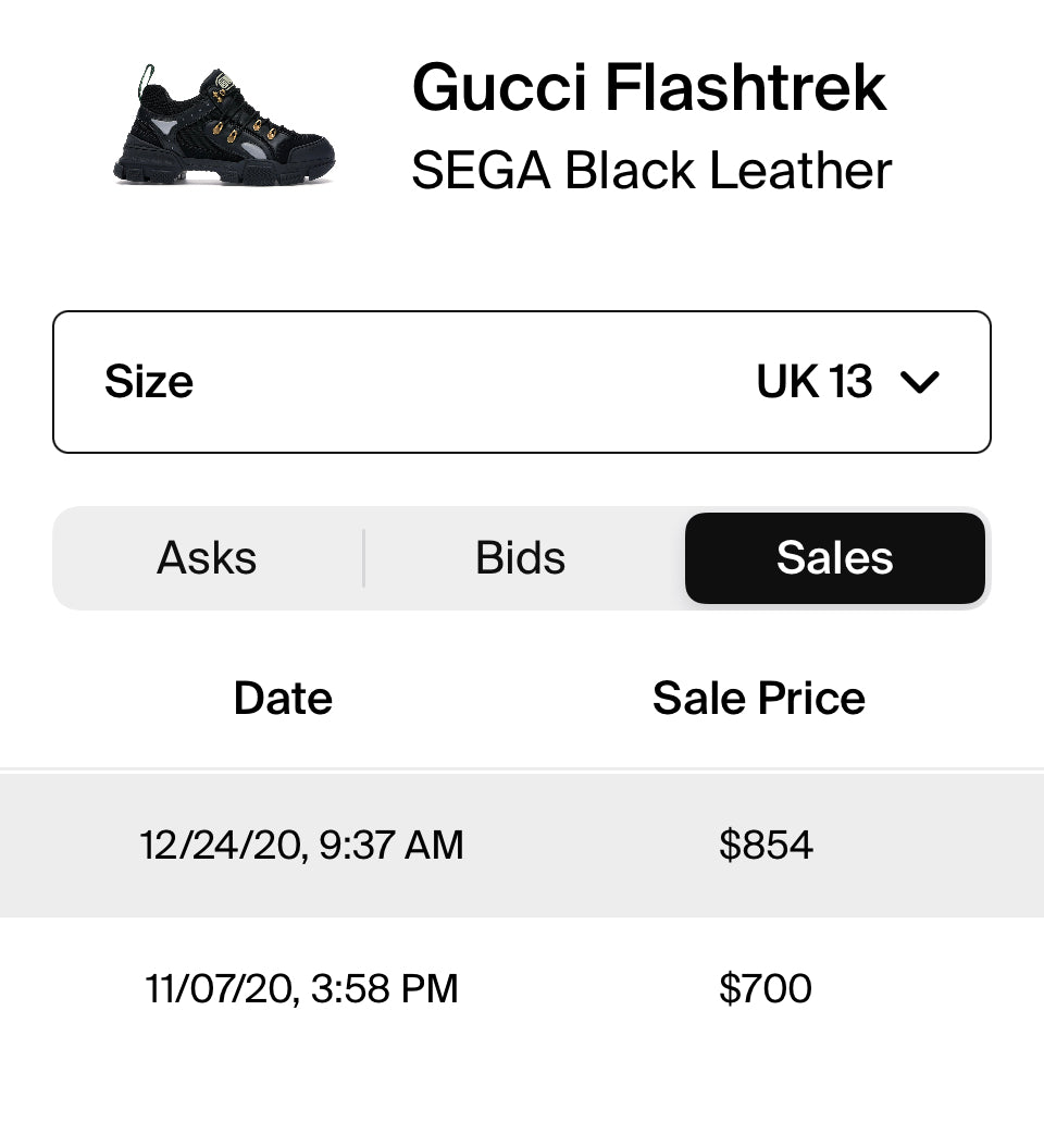 Gucci FlashTreck SEGA Black size 46 TRUSTEDCLUB (MKE)