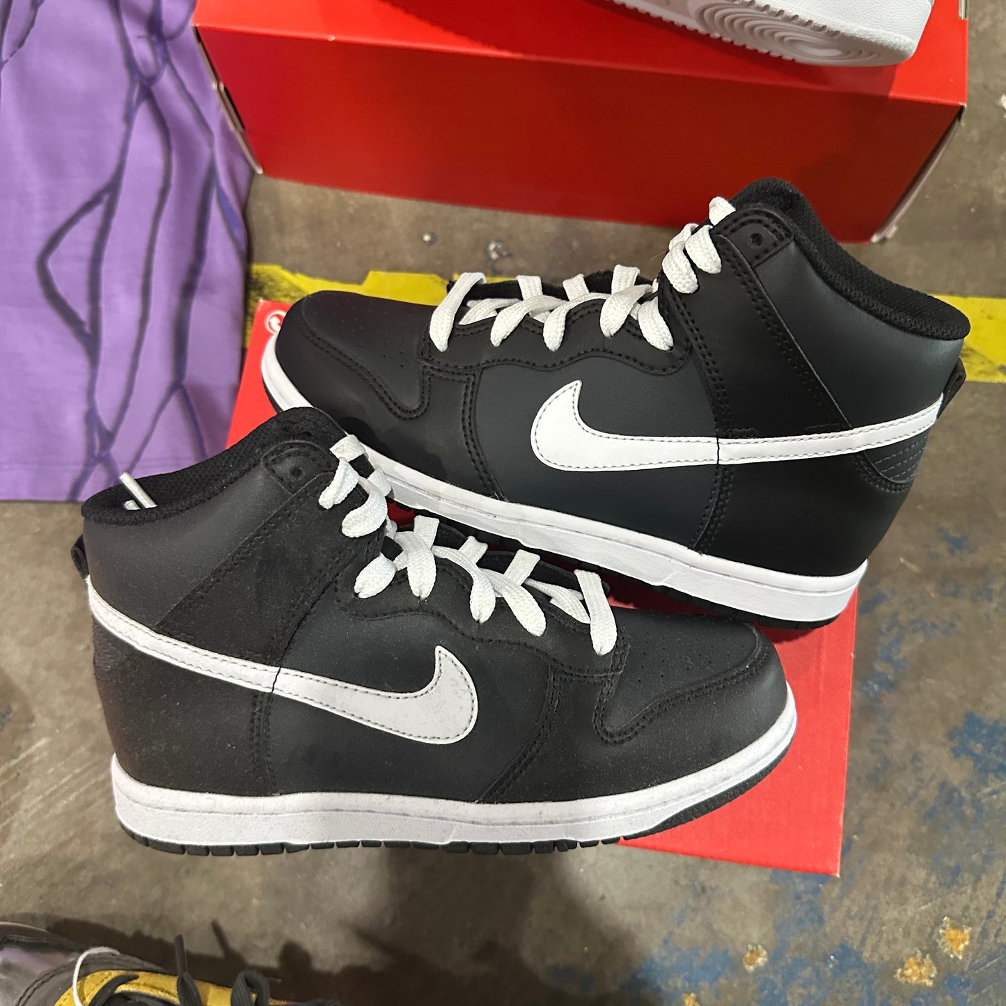 Nike Dunk High Black White New Size 2y (HOU) (TrustedClub)