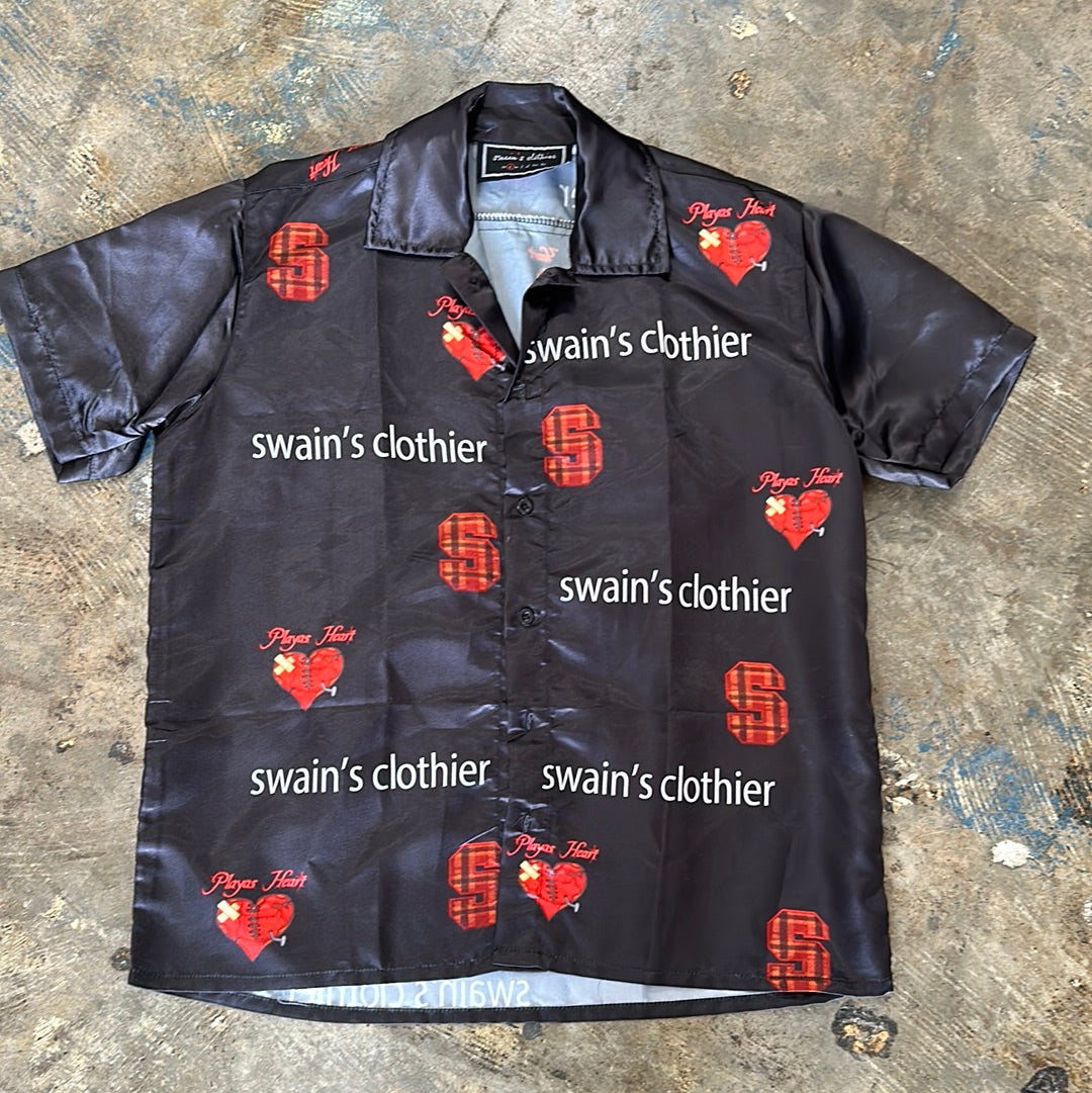 Designer style satin Button up Shirt size S (HOU) (Trusted Club)